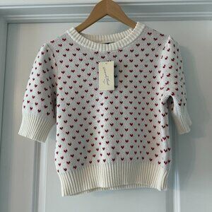 Universal Thread Puff Sleeve Valentine's Day Hearts Sweater XS NEW NWT